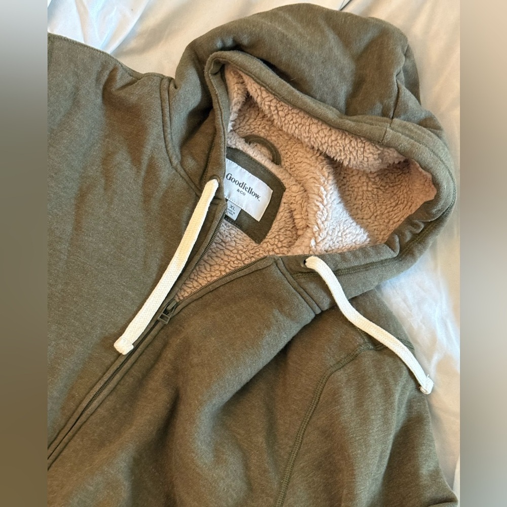 Goodfellow & Co Olive Hoodie with Sherpa Lining